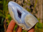 Polished and Natural Blue Lace Agate Standing Display Pieces x 6 From Nsanje, Malawi - Toprock Gemstones and Minerals 
