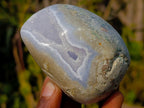 Polished and Natural Blue Lace Agate Standing Display Pieces x 6 From Nsanje, Malawi - Toprock Gemstones and Minerals 