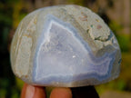 Polished and Natural Blue Lace Agate Standing Display Pieces x 6 From Nsanje, Malawi - Toprock Gemstones and Minerals 