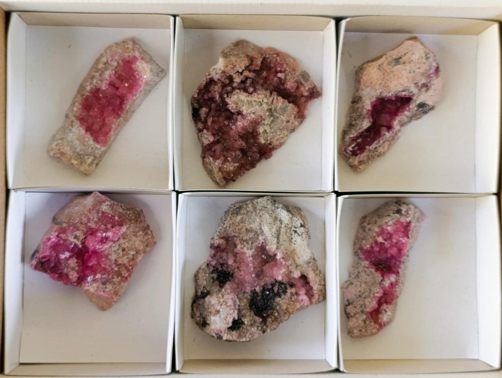 Natural Spherocobaltite Specimens x 6 From Musonoi Mine, Congo - Toprock Gemstones and Minerals 