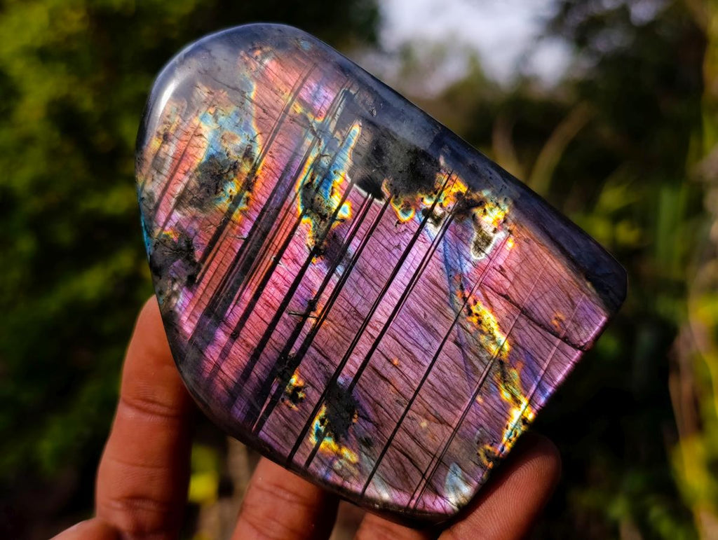 Polished Labradorite Sunset Standing Display Pieces x 3 From Madagascar - Toprock Gemstones and Minerals 