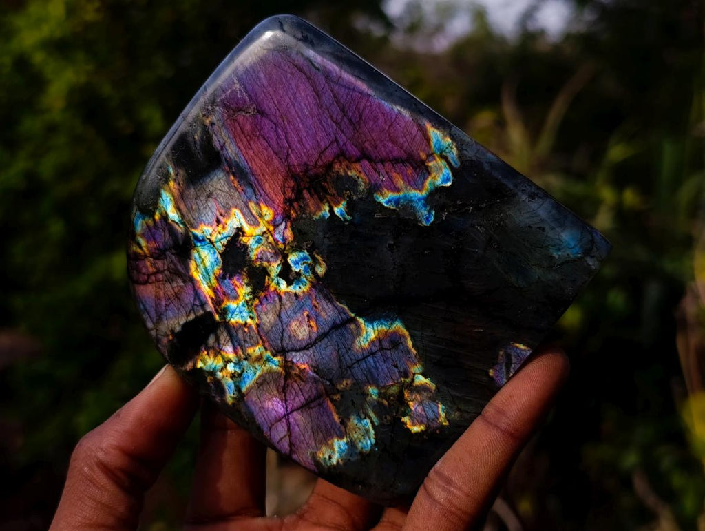 Polished Labradorite Sunset Standing Display Pieces x 3 From Madagascar - Toprock Gemstones and Minerals 