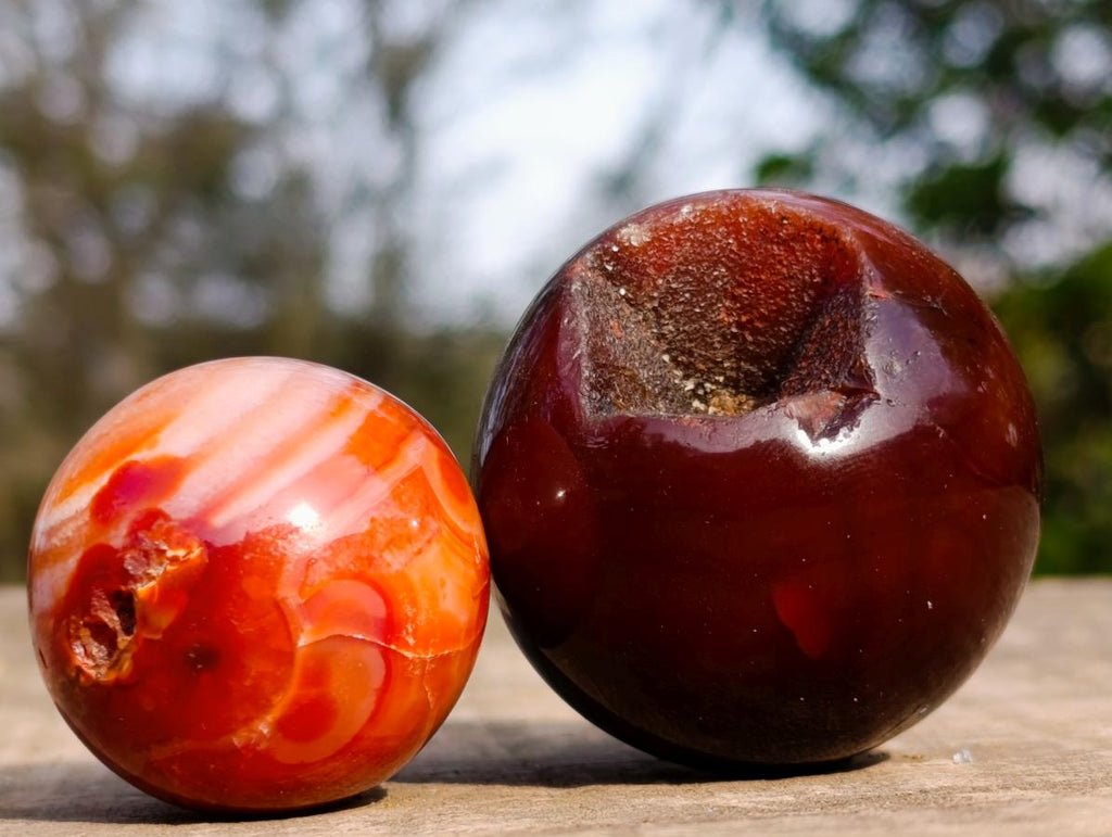 Polished and Natural Carnelian Agate Gemstone Spheres x 21 From Madagascar - Toprock Gemstones and Minerals 