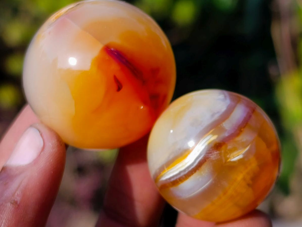 Polished and Natural Carnelian Agate Gemstone Spheres x 21 From Madagascar - Toprock Gemstones and Minerals 
