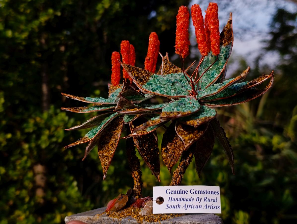 Hand Made Large Twin Gemstone Aloe Stone Art Display Pieces x 2 From South Africa - Toprock Gemstones and Minerals 