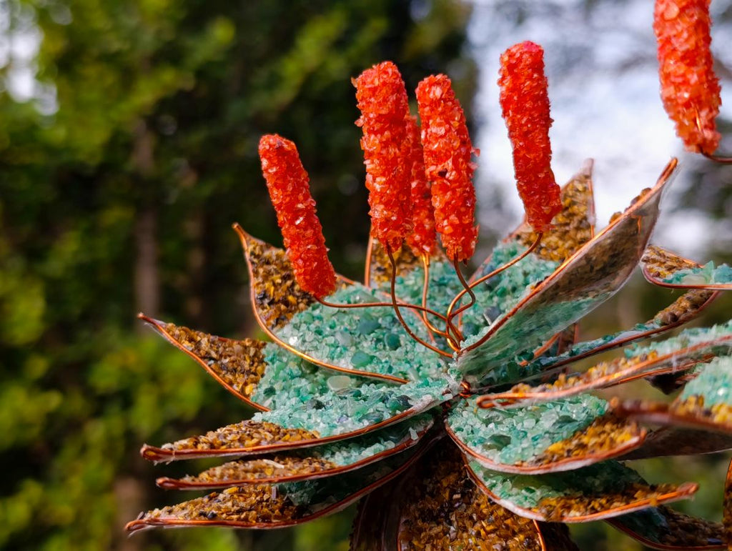 Hand Made Large Twin Gemstone Aloe Stone Art Display Pieces x 2 From South Africa - Toprock Gemstones and Minerals 