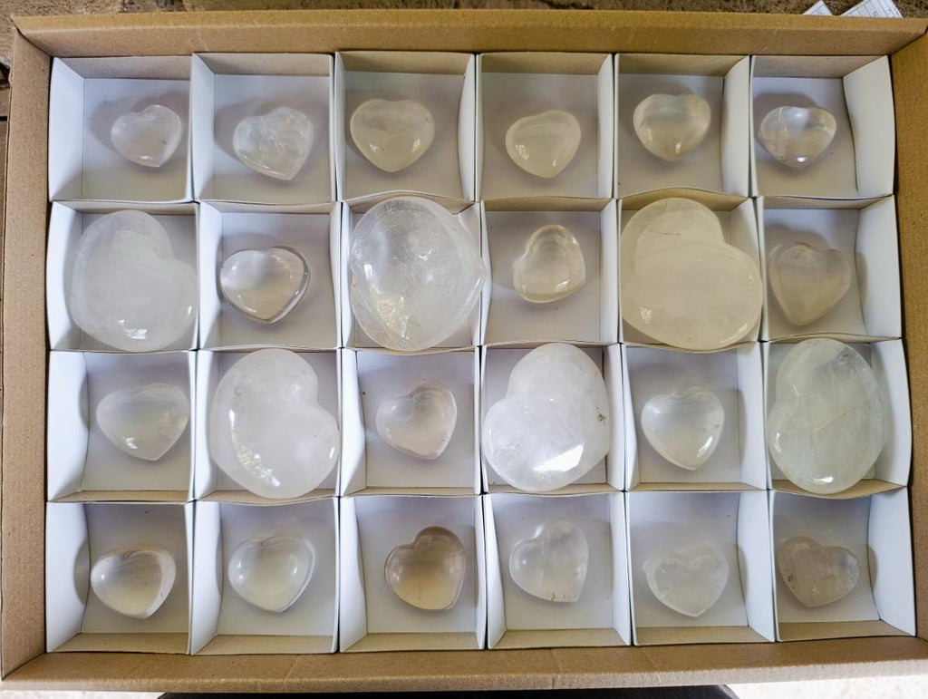 Polished Rock Crystal Hearts x 24 From Amoron’i Mania, Madagascar - Toprock Gemstones and Minerals 