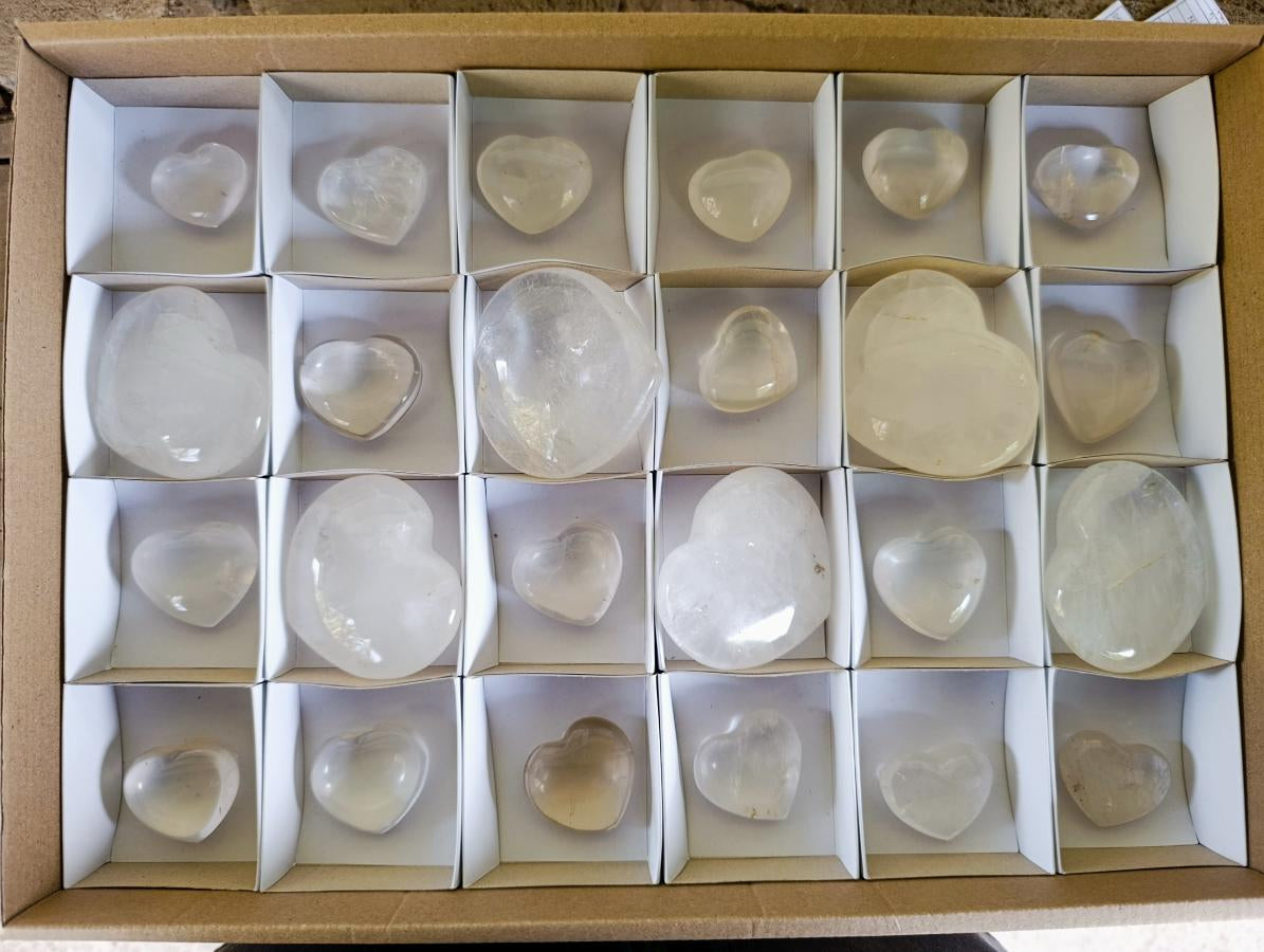 Polished Rock Crystal Hearts x 24 From Amoron’i Mania, Madagascar - Toprock Gemstones and Minerals 