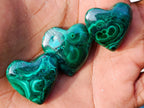 Polished Mini Flower Banded Malachite Hearts x 35 From Congo - Toprock Gemstones and Minerals 