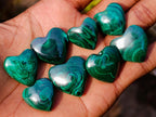 Polished Mini Flower Banded Malachite Hearts x 35 From Congo - Toprock Gemstones and Minerals 