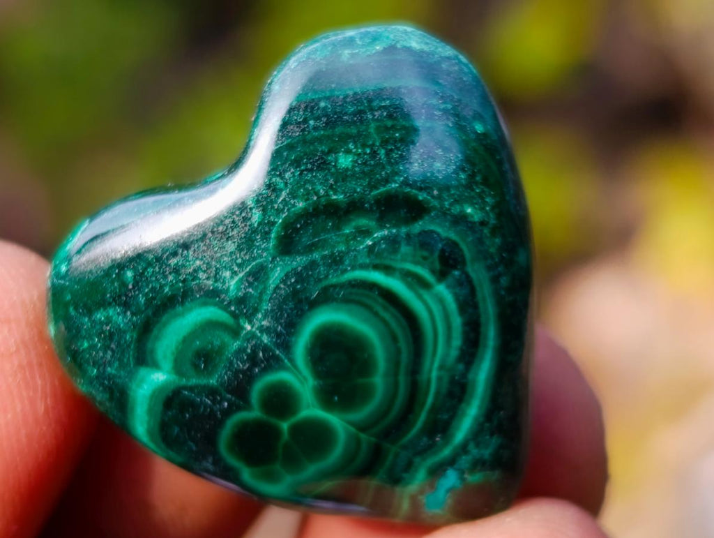 Polished Mini Flower Banded Malachite Hearts x 35 From Congo - Toprock Gemstones and Minerals 