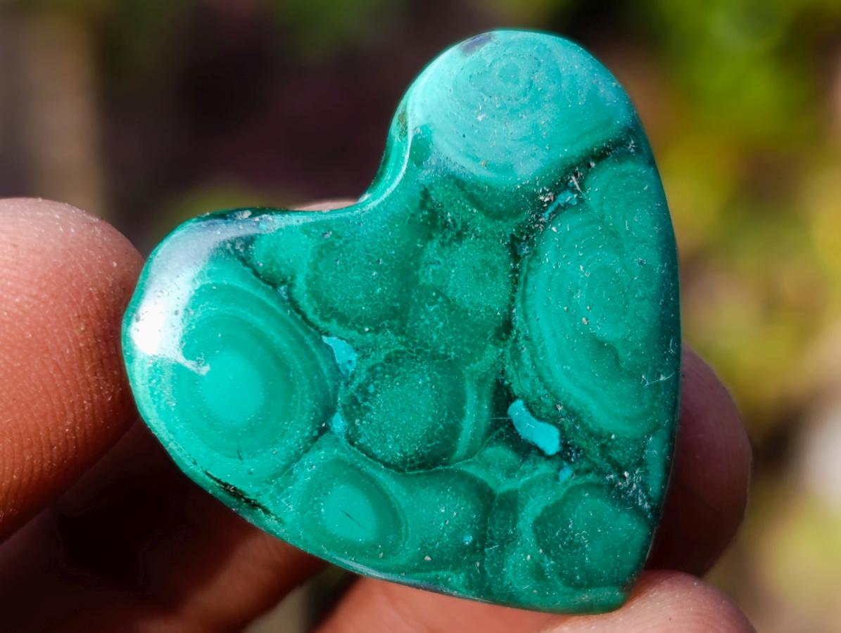 Polished Mini Flower Banded Malachite Hearts x 35 From Congo - Toprock Gemstones and Minerals 