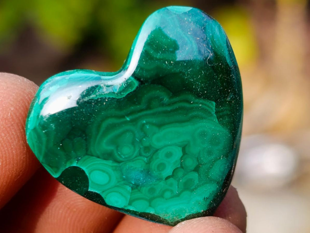 Polished Mini Flower Banded Malachite Hearts x 35 From Congo - Toprock Gemstones and Minerals 