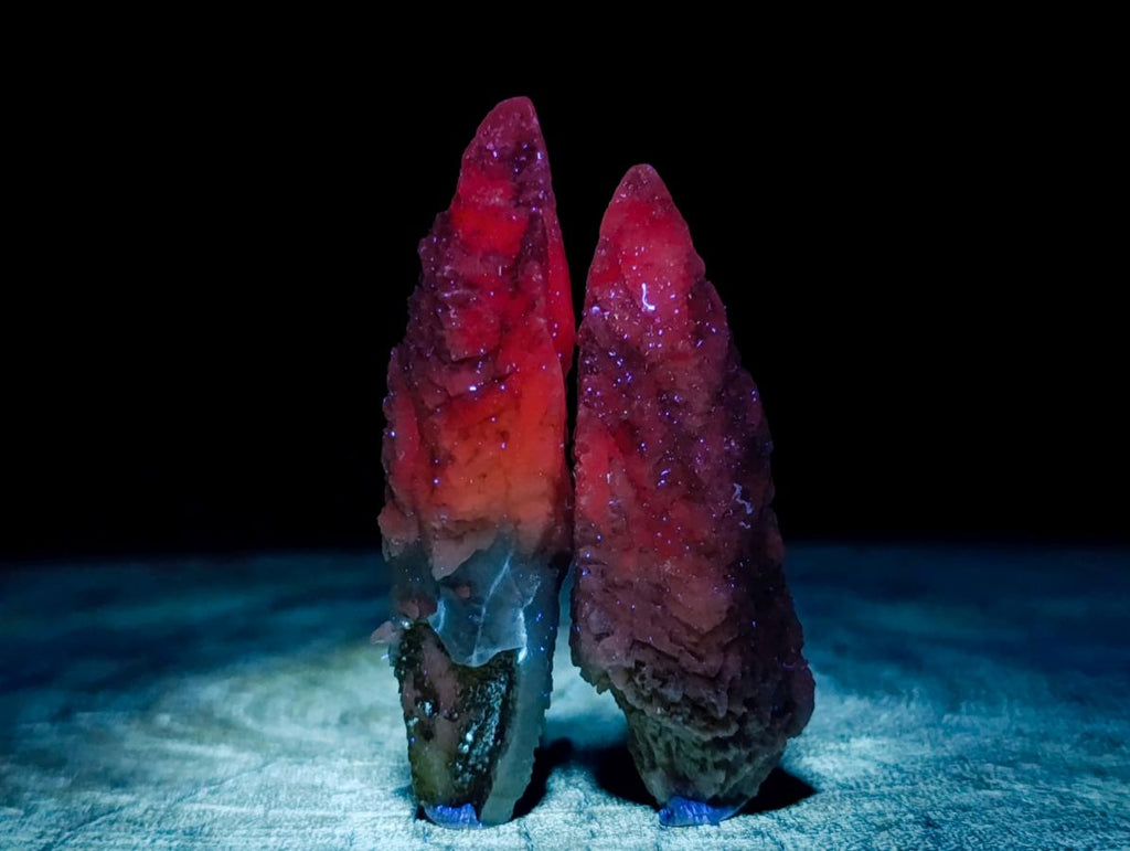 Natural Drusy Quartz Coated "Cock Spur" Calcite Crystals x 12 From Albert's Mountain, Lesotho - Toprock Gemstones and Minerals 
