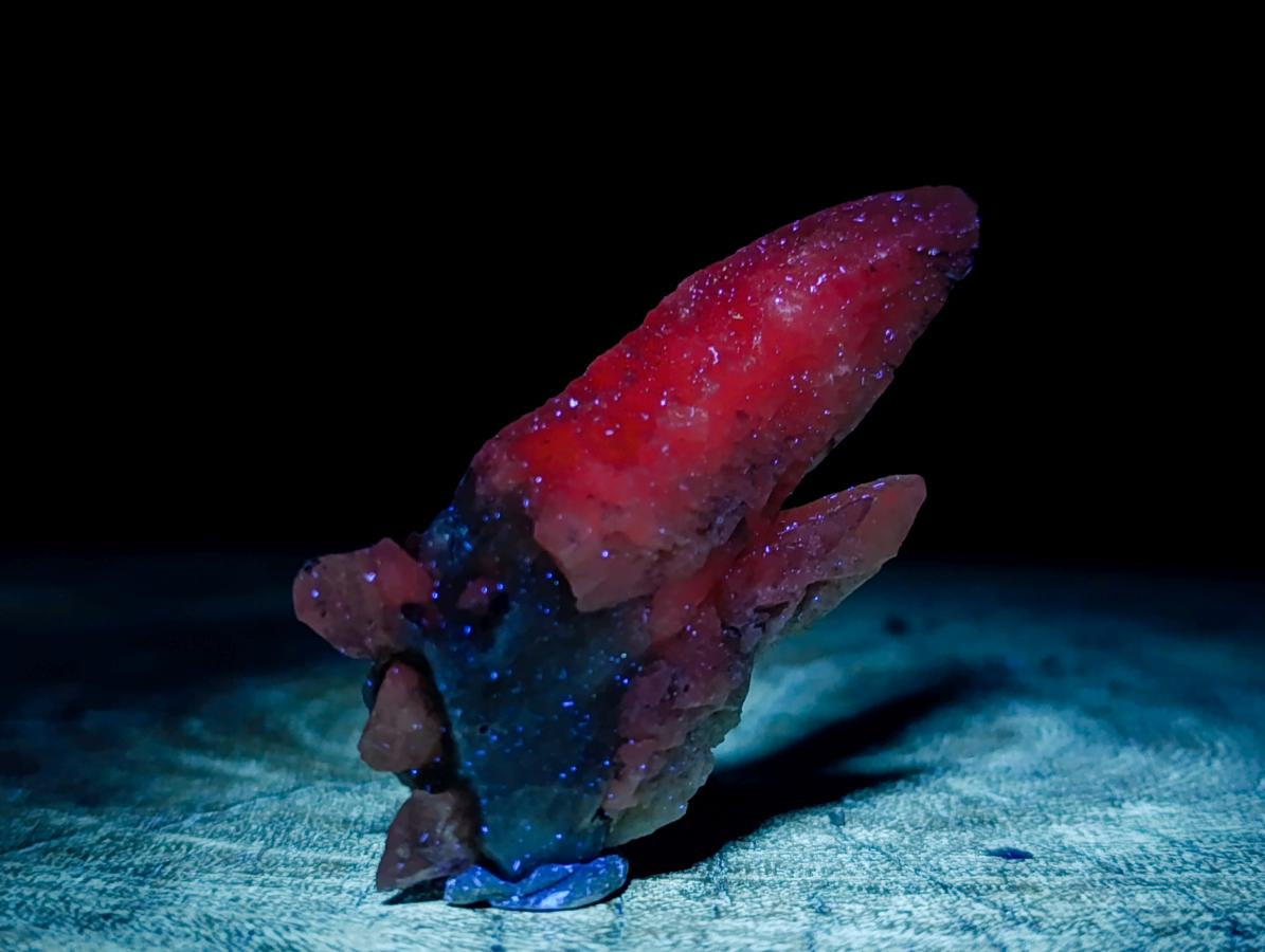 Natural Drusy Quartz Coated "Cock Spur" Calcite Crystals x 12 From Albert's Mountain, Lesotho - Toprock Gemstones and Minerals 