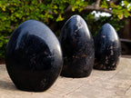 Polished Black Tourmaline Standing Display Pieces x 3 From Madagascar - Toprock Gemstones and Minerals 