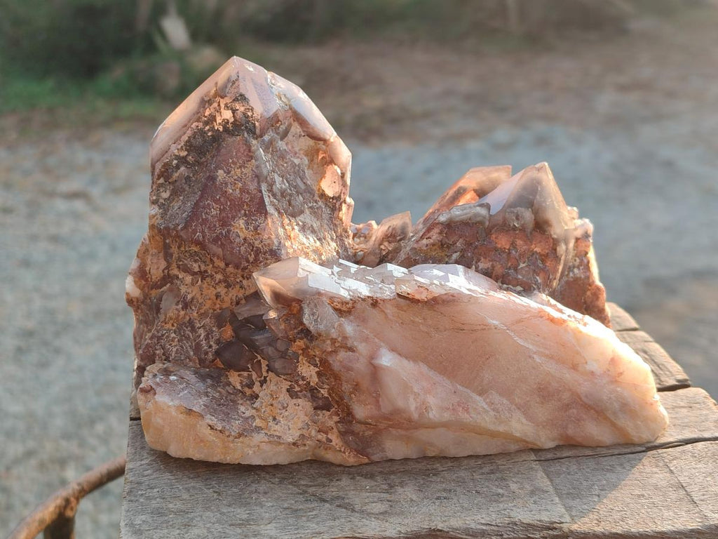 Polished and Natural Red Hematoid Quartz Crystal Clusters x 2 From Karoi, Zimbabwe