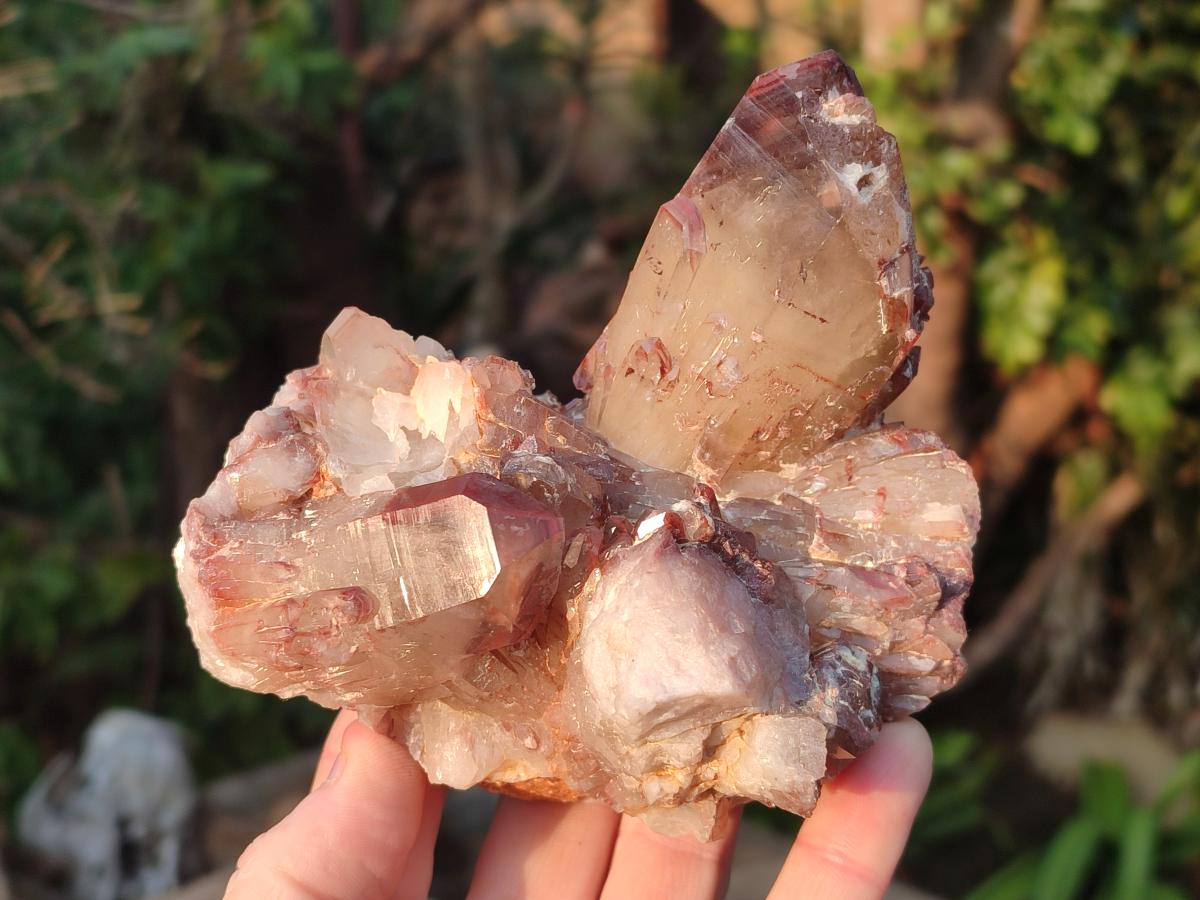 Polished and Natural Red Hematoid Quartz Crystal Clusters x 2 From Karoi, Zimbabwe