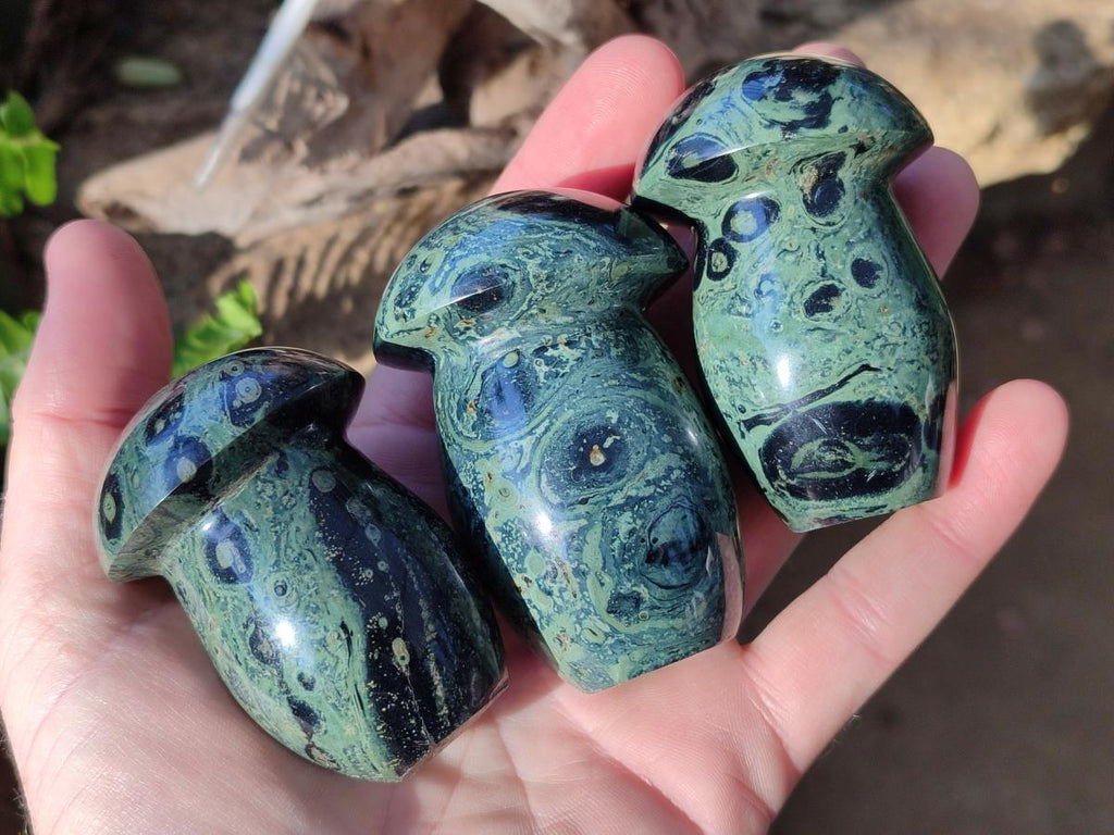 Polished Stromatolite "Kambaba Jasper" Mushrooms x 12 From Katsepy, Madagascar