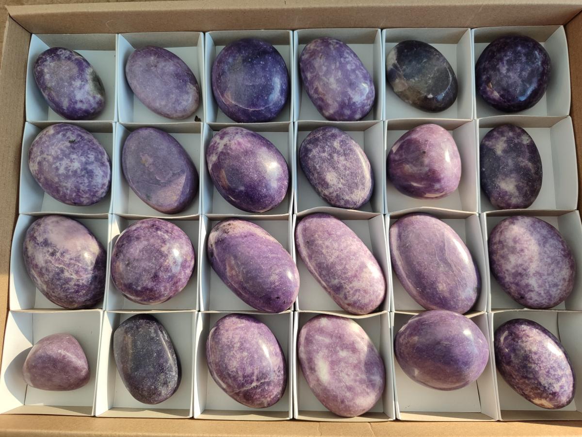 Polished Lepidolite Free Forms x 24 From Zimbabwe