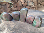 Polished Ruby Corundum In Chrome Verdite Standing Display Pieces x 5 From Mutoko, Zimbabwe