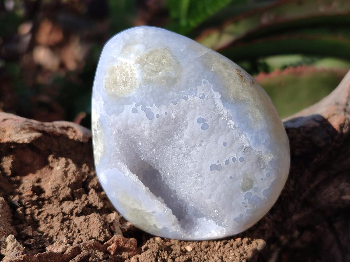 Polished and Natural Blue Lace Agate Free Forms x 6 From Nsanje, Malawi