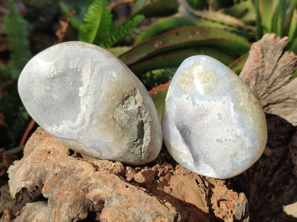 Polished and Natural Blue Lace Agate Free Forms x 6 From Nsanje, Malawi