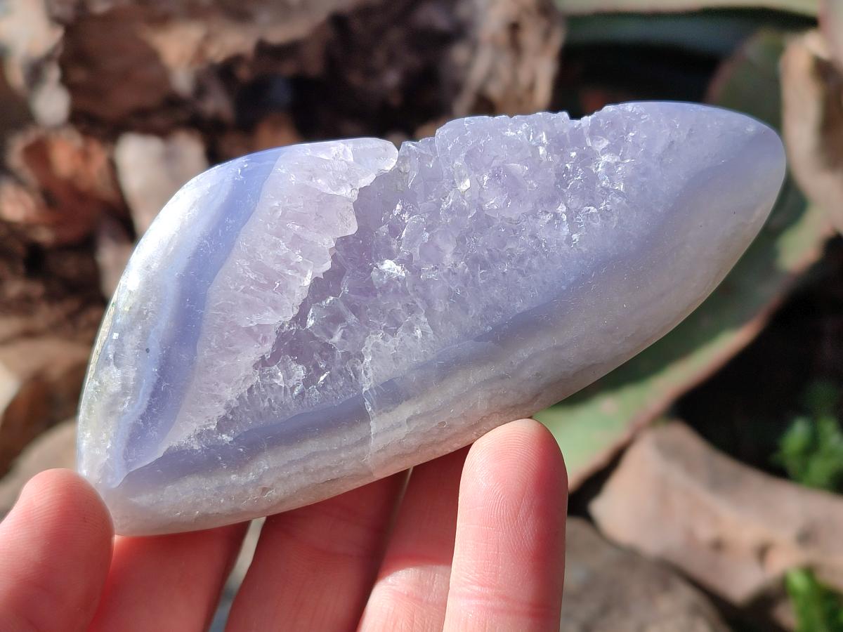 Polished and Natural Blue Lace Agate Free Forms x 6 From Nsanje, Malawi