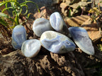Polished and Natural Blue Lace Agate Free Forms x 6 From Nsanje, Malawi