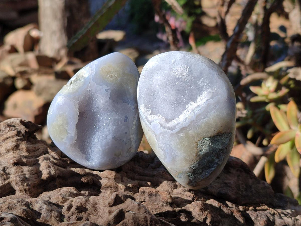 Polished and Natural Blue Lace Agate Free Forms x 6 From Nsanje, Malawi