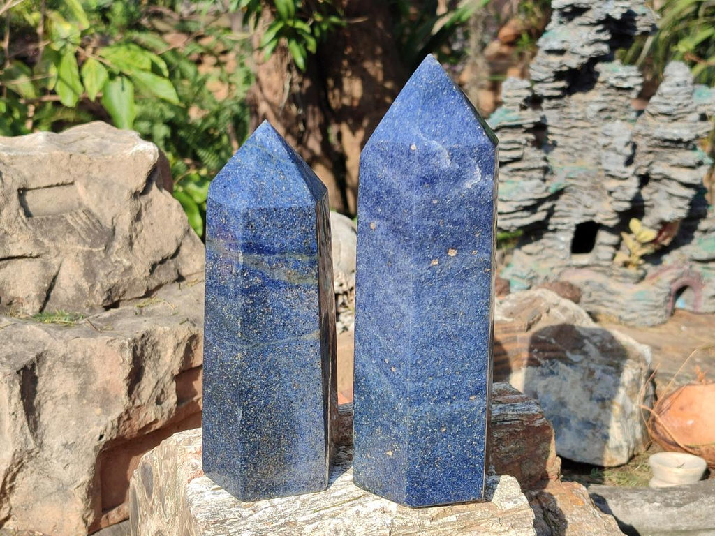 Polished Large Lazulite Standing Display Crystals x 2 From Madagascar