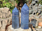 Polished Large Lazulite Standing Display Crystals x 2 From Madagascar