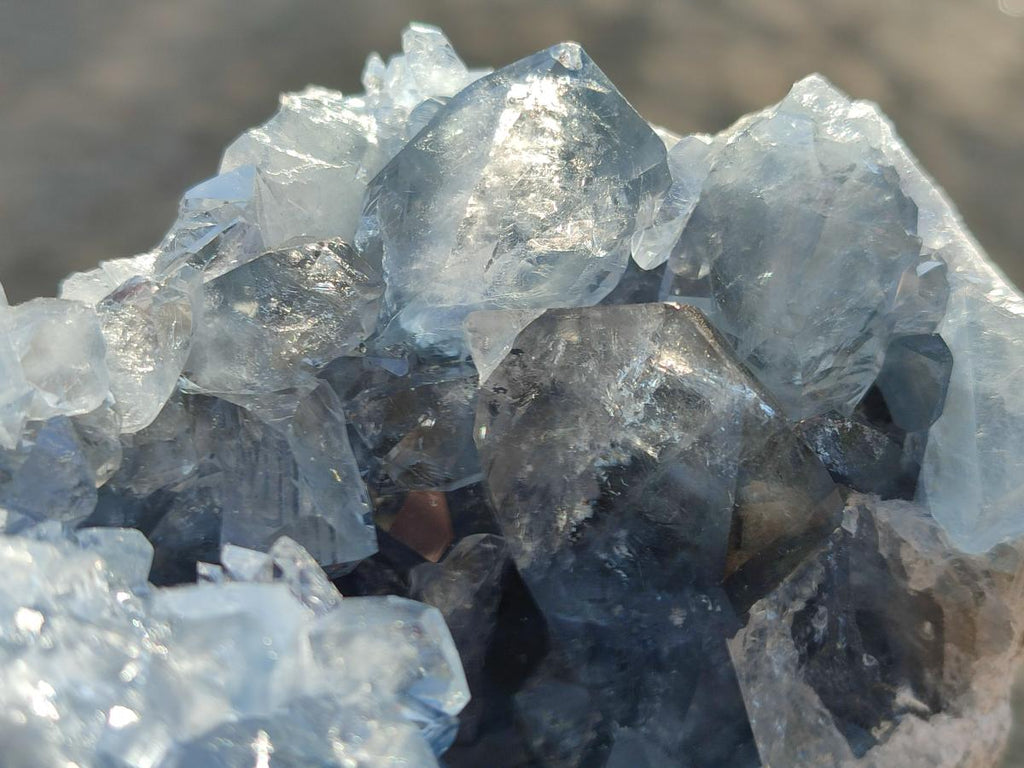 Natural Cabinet Size Blue Celestite Geode Specimens x 2 From Sakoany, Madagascar