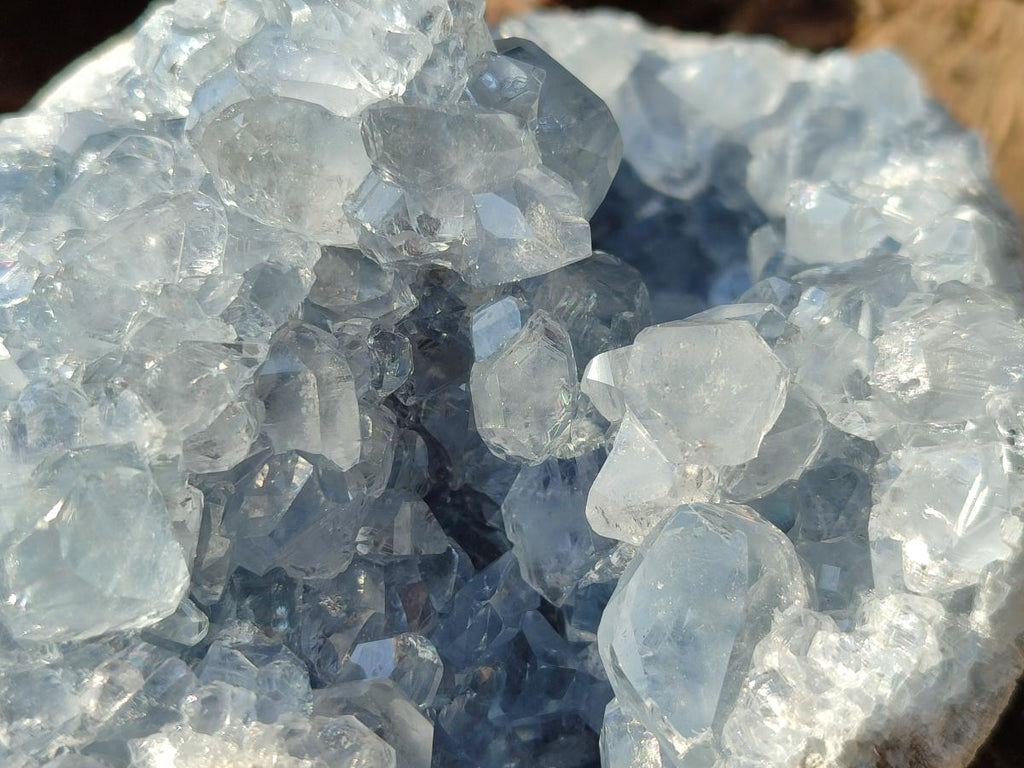 Natural Cabinet Size Blue Celestite Geode Specimens x 2 From Sakoany, Madagascar