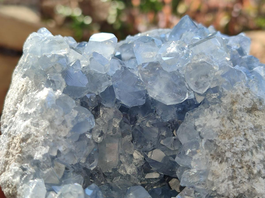 Natural Cabinet Size Blue Celestite Geode Specimens x 2 From Sakoany, Madagascar