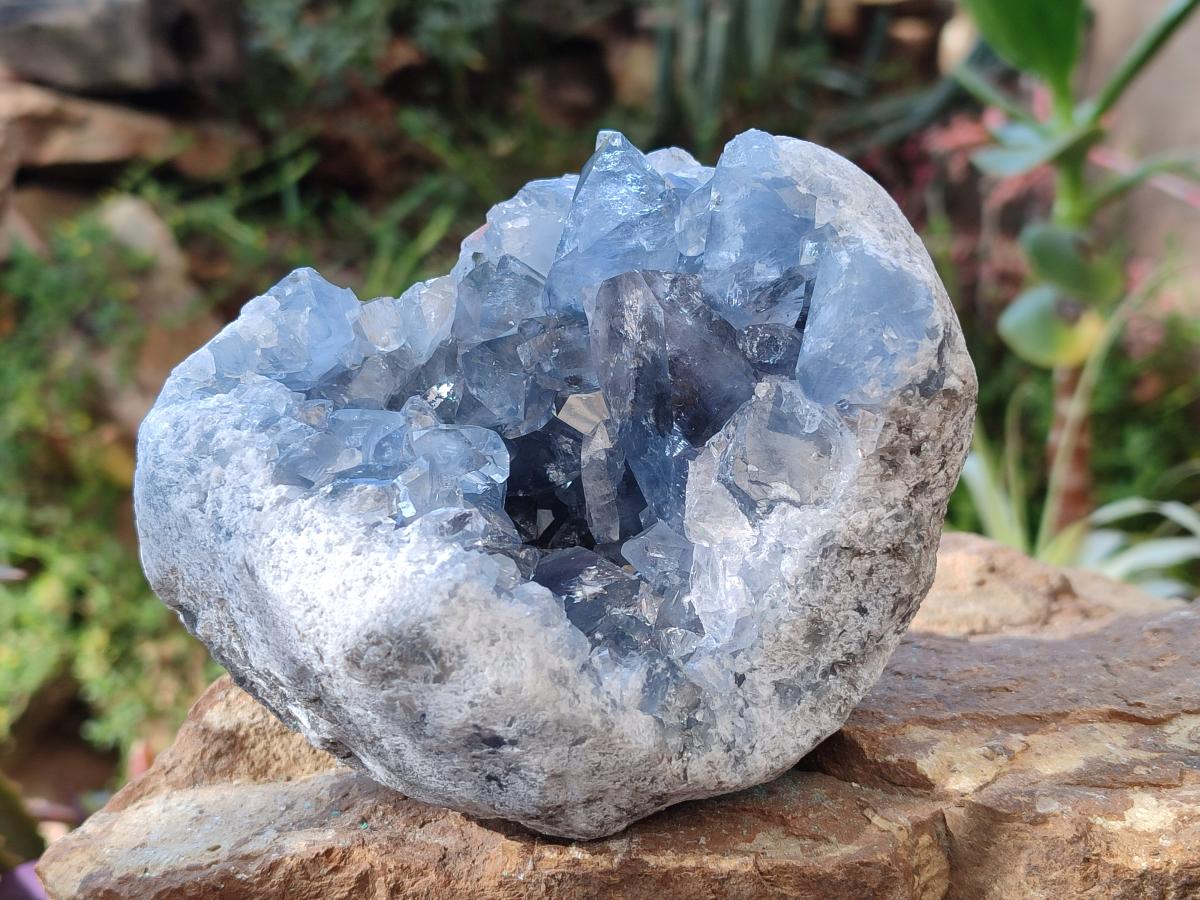 Natural Cabinet Size Blue Celestite Geode Specimens x 2 From Sakoany, Madagascar