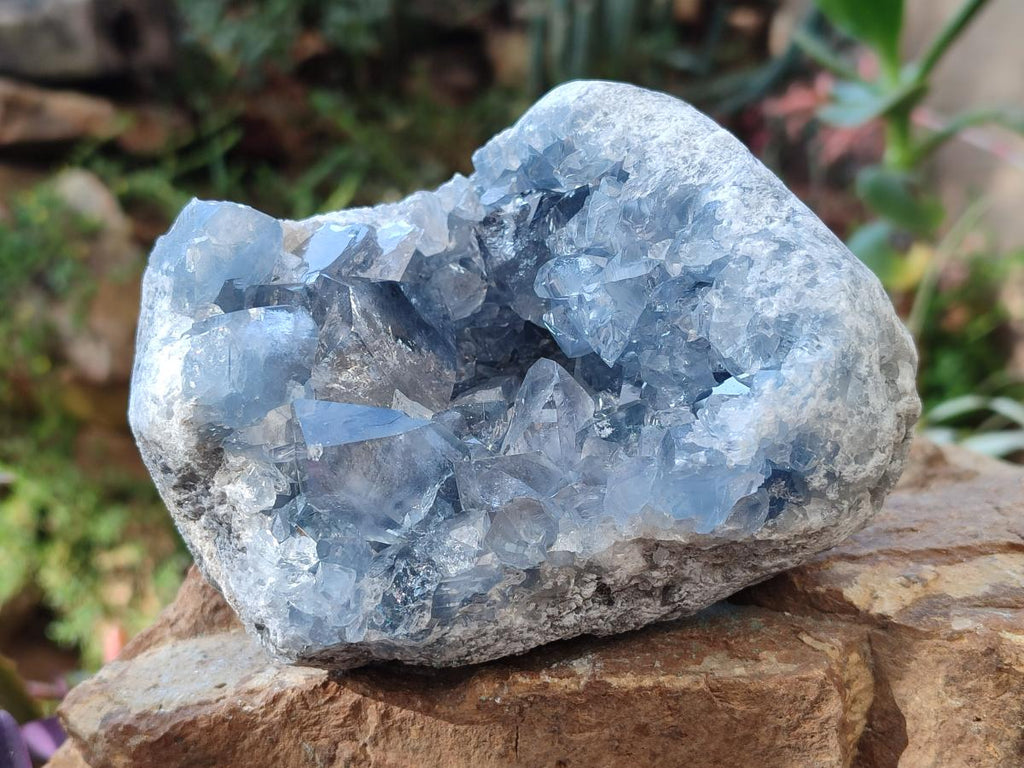 Natural Cabinet Size Blue Celestite Geode Specimens x 2 From Sakoany, Madagascar