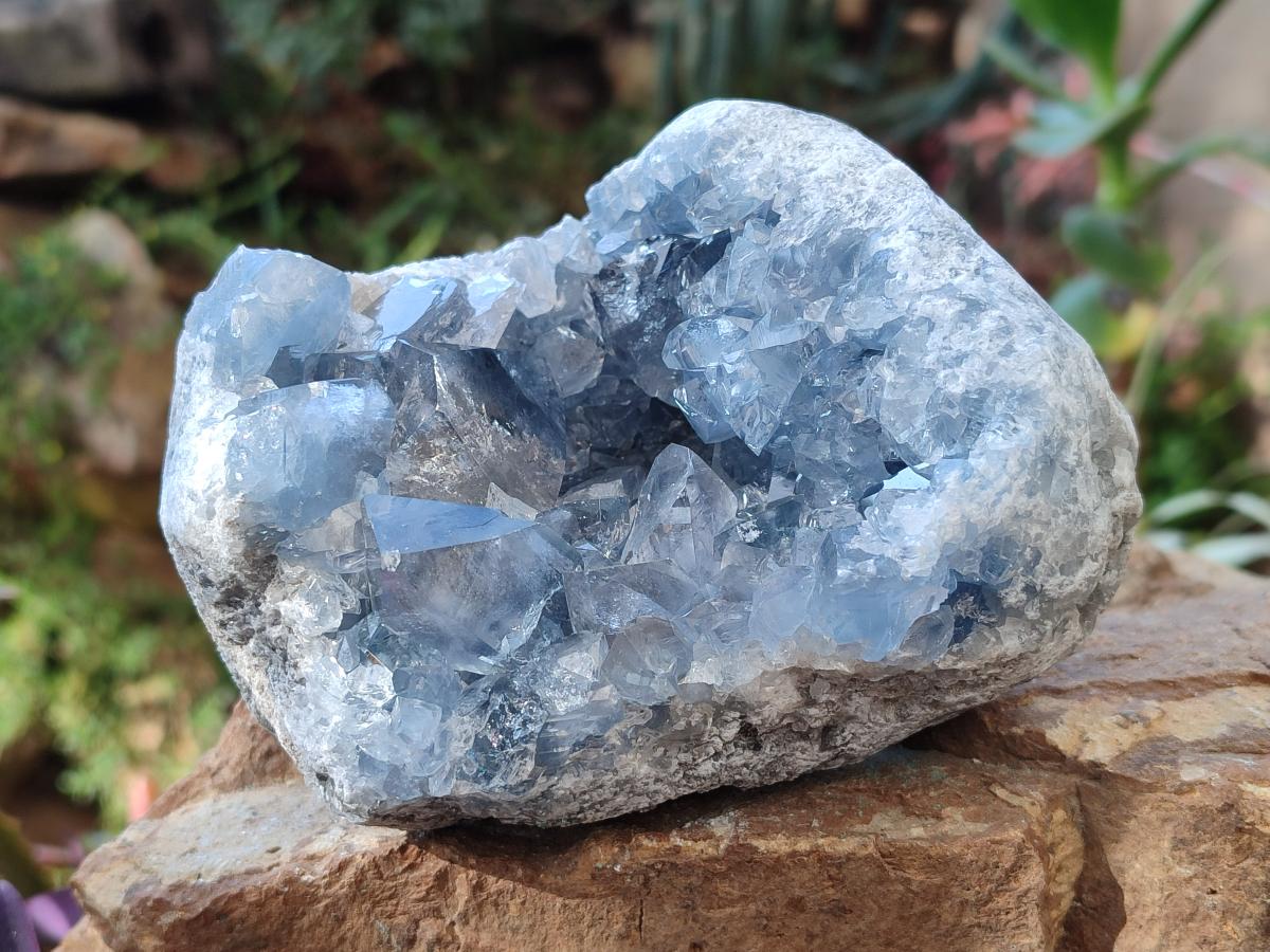 Natural Cabinet Size Blue Celestite Geode Specimens x 2 From Sakoany, Madagascar