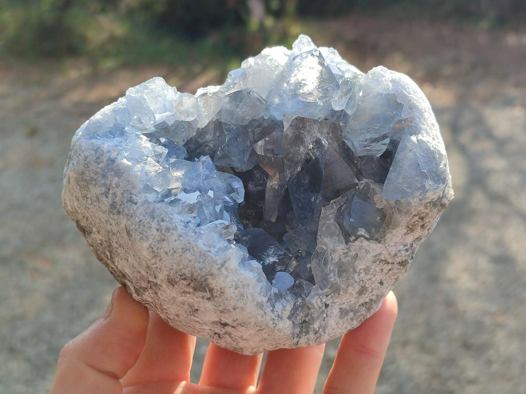 Natural Cabinet Size Blue Celestite Geode Specimens x 2 From Sakoany, Madagascar