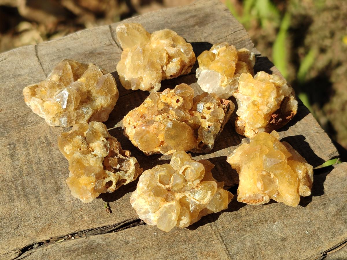 Natural Golden Limonite Quartz Clusters x 70 From Solwezi, Zambia