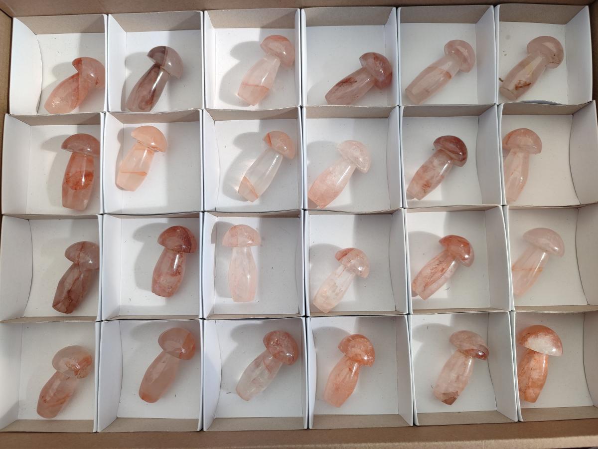 Polished Small Red Hematoid Quartz Mushrooms x 24 From Ambatondrazaka, Madagascar