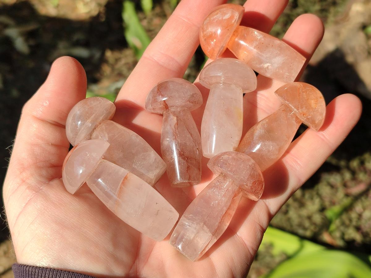 Polished Small Red Hematoid Quartz Mushrooms x 24 From Ambatondrazaka, Madagascar