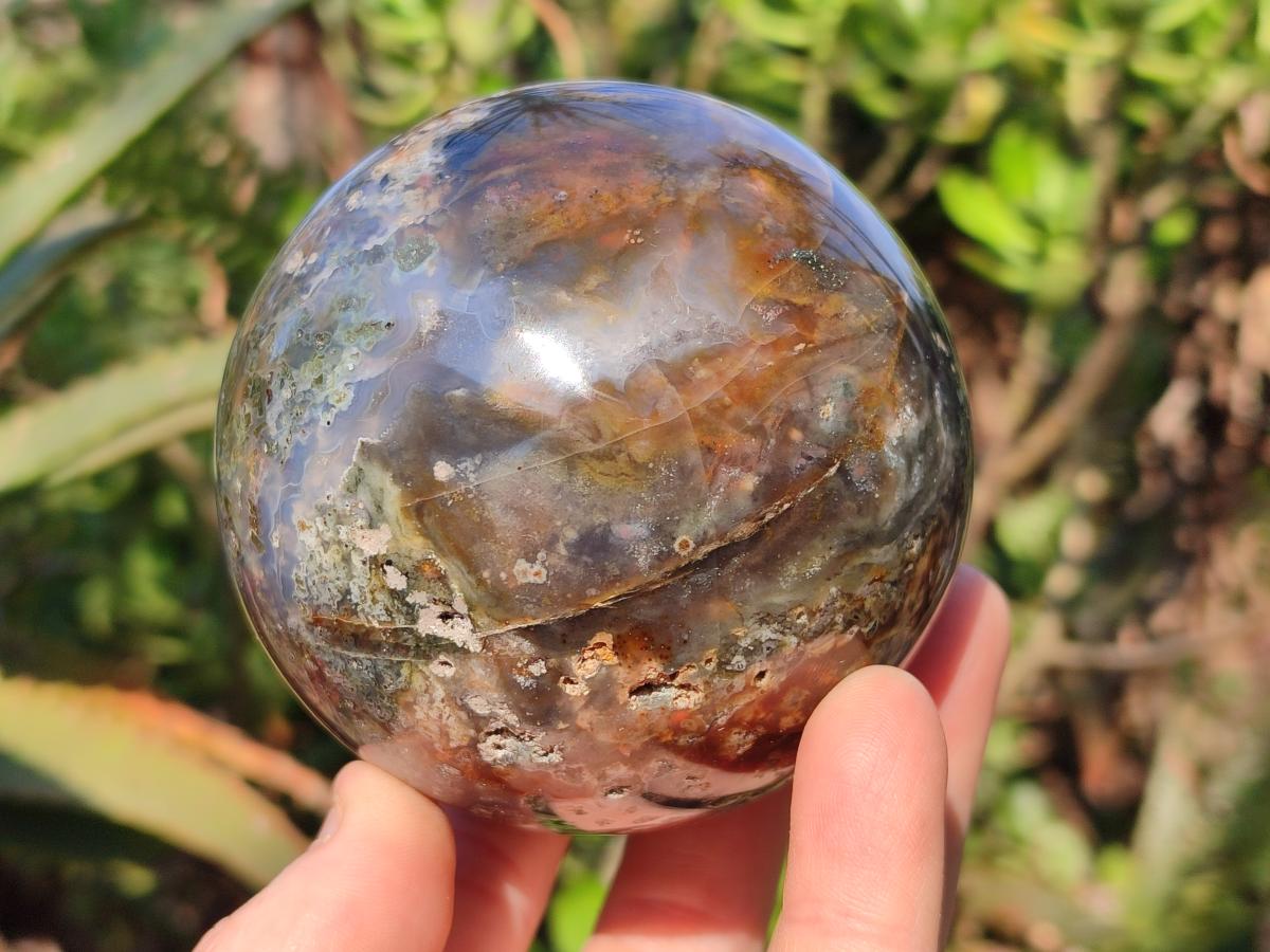 Polished Ocean Jasper Spheres x 2 From Northwest Coast, Madagascar