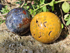 Polished Ocean Jasper Spheres x 2 From Northwest Coast, Madagascar