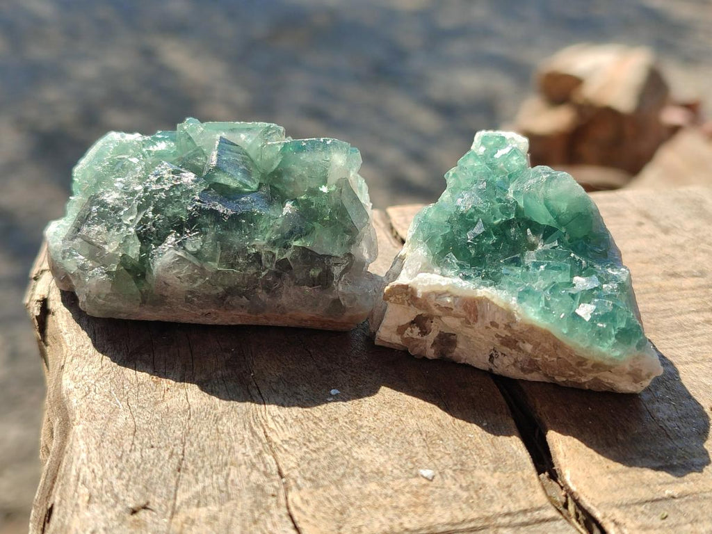 Natural Green Cubic Fluorite Specimens x 10 From Mandrosonoro, Madagascar
