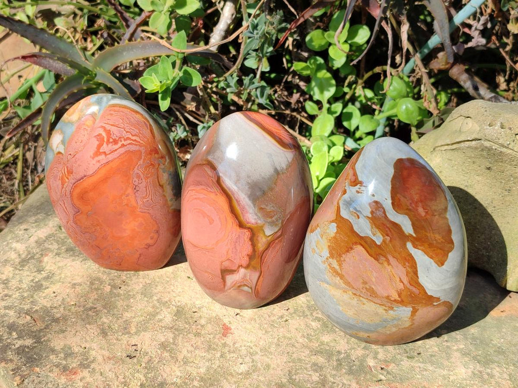 Polished Polychrome Jasper Standing Display Pieces x 3 From Androka, Madagascar
