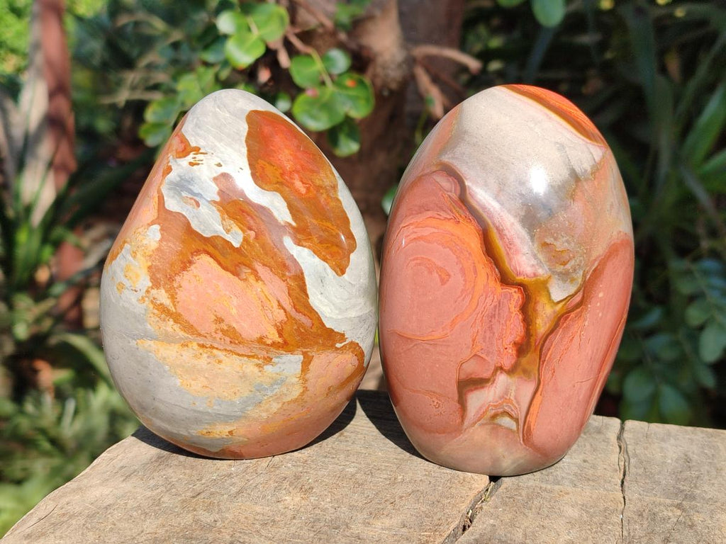 Polished Polychrome Jasper Standing Display Pieces x 3 From Androka, Madagascar