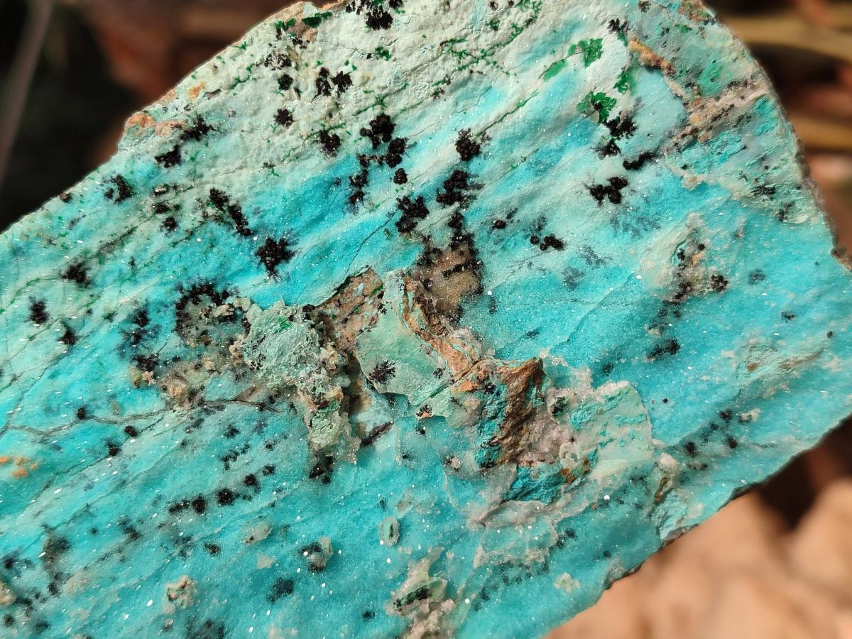 Natural Drusy Coated Chrysocolla with Malachite Specimens x 3 From Lupoto Mine, Congo