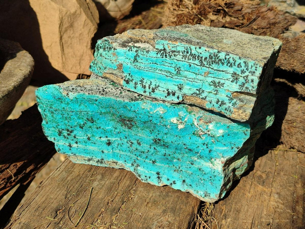 Natural Drusy Coated Chrysocolla with Malachite Specimens x 3 From Lupoto Mine, Congo