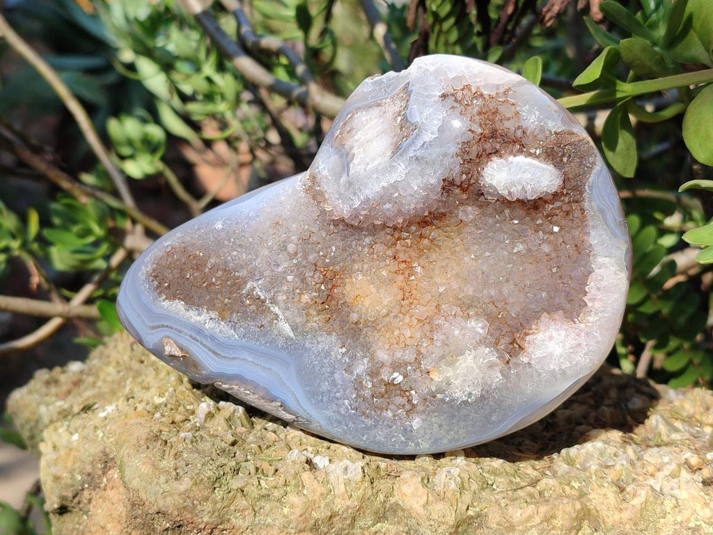 Polished and Natural Agate Nodules with Crystalline Geode Centres x 3 From Maintirano, Madagascar